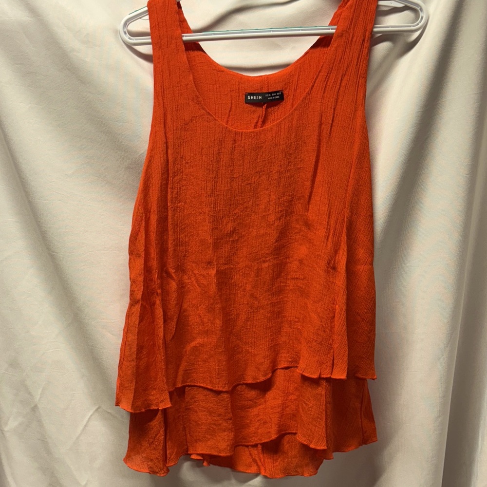 SHEIN Vibrant Orange Layered Tank Top